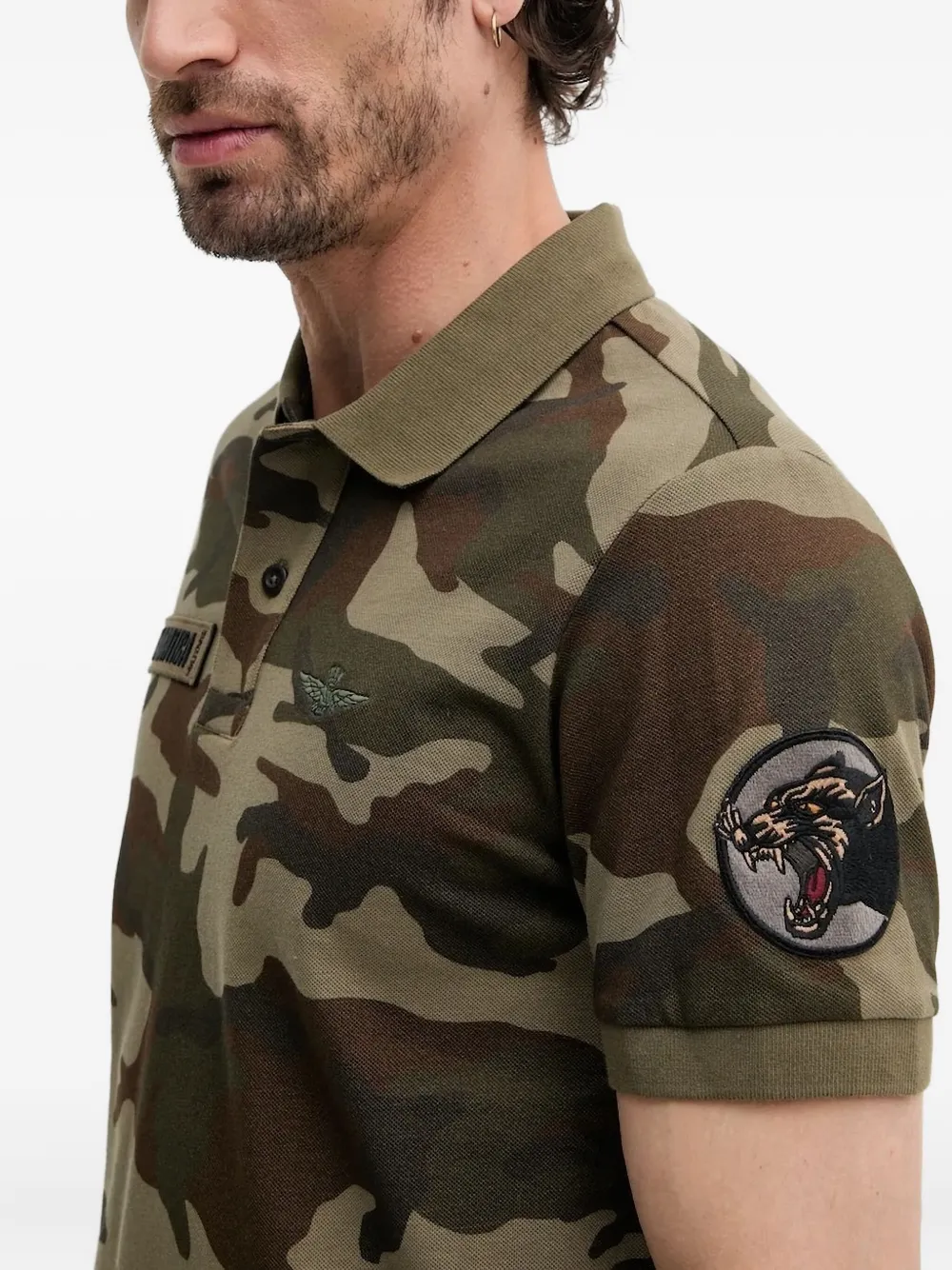 Aeronautica Militare Poloshirt met camouflageprint Groen