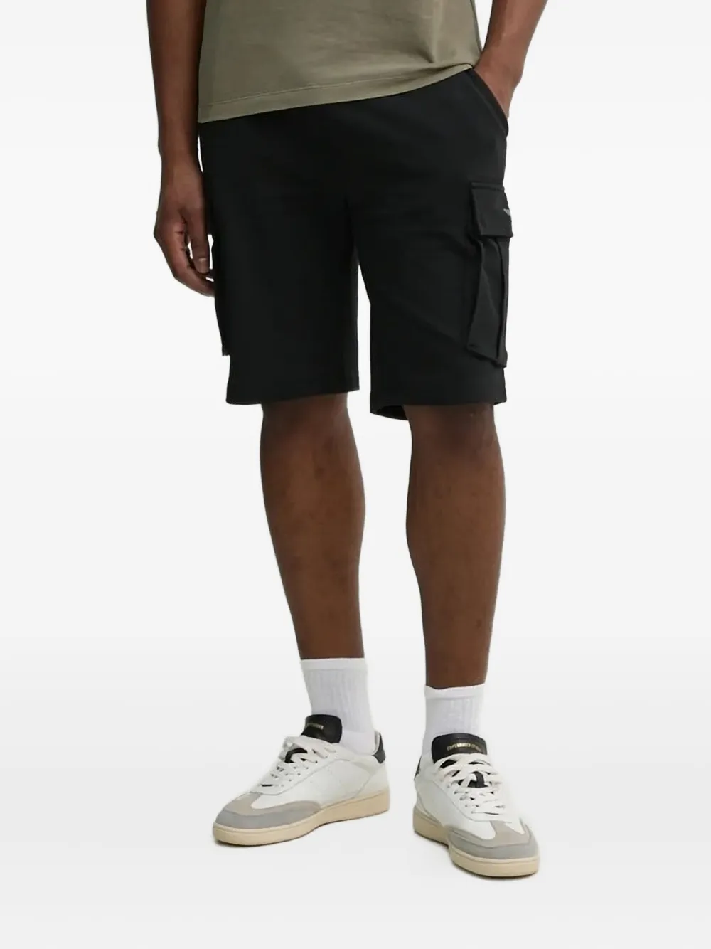 Aeronautica Militare embroidered logo cargo shorts Zwart