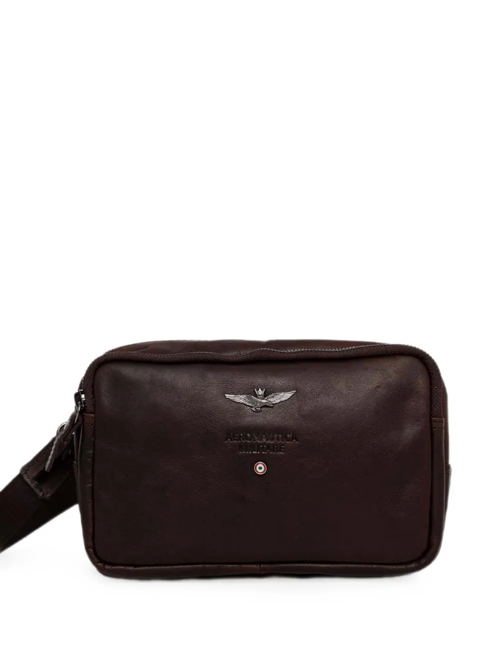 Aeronautica Militare logo-plaque leather belt bag - Marrone