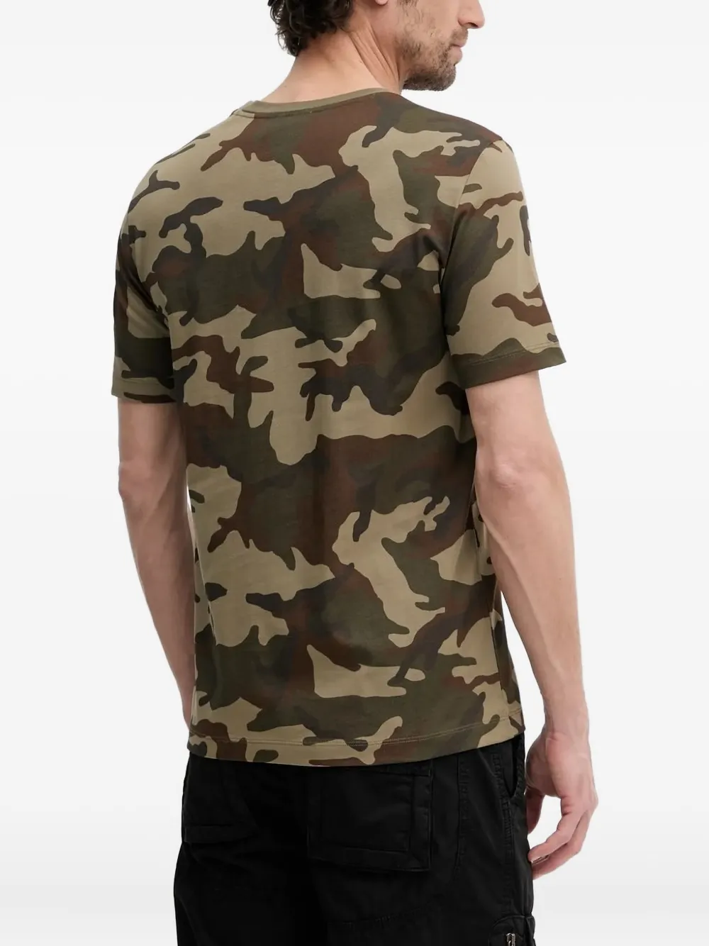Aeronautica Militare T-shirt met camouflageprint patch Bruin