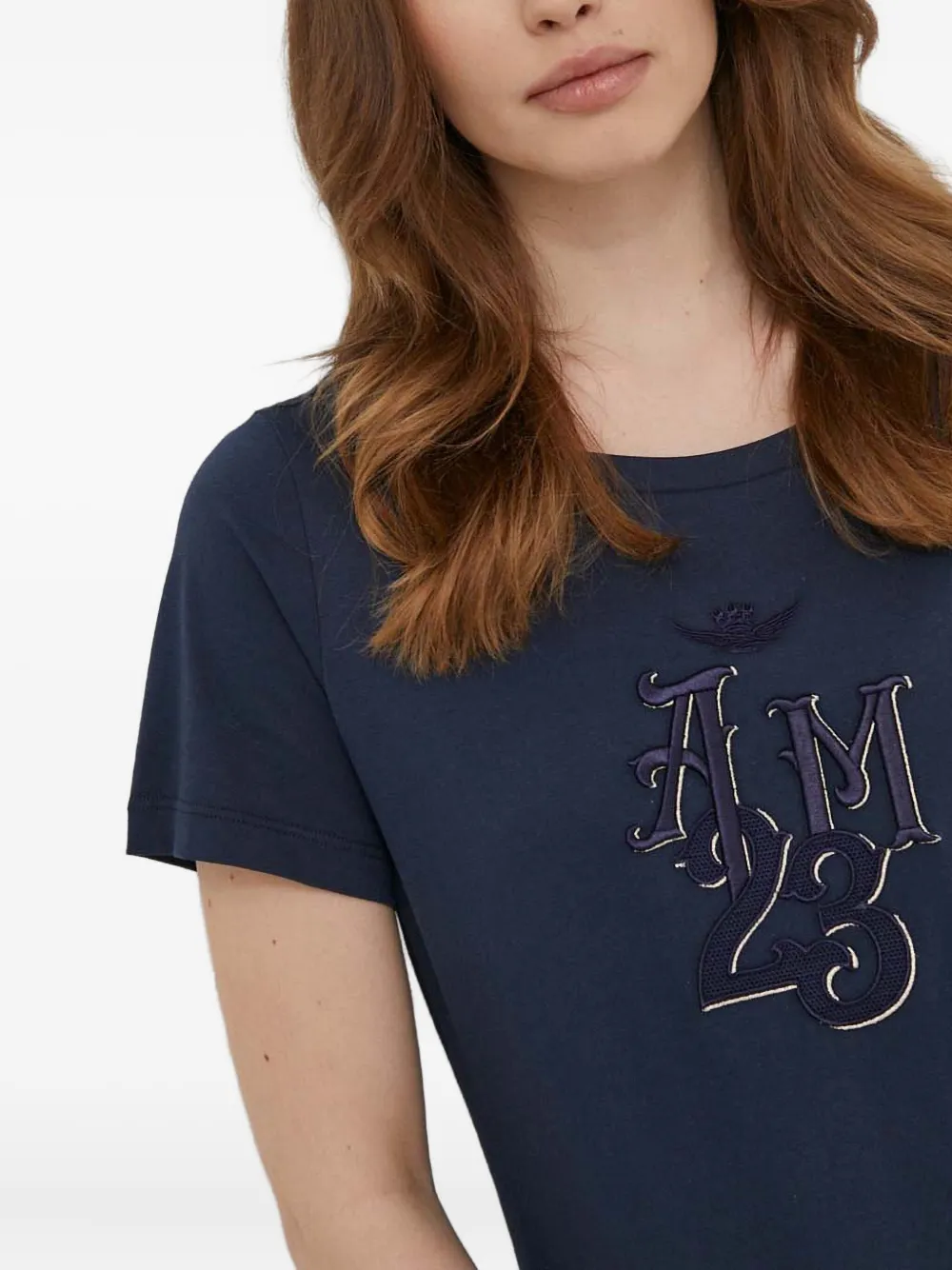 Aeronautica Militare Embroidered Logo T-shirt In Blue