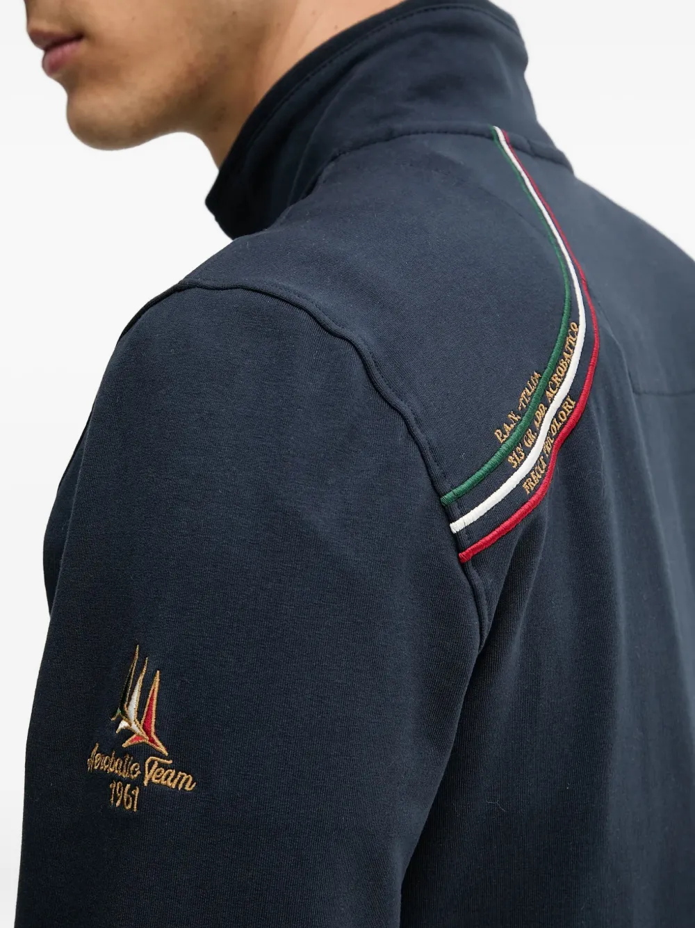 Aeronautica Militare Sweater met borduurwerk en rits Blauw