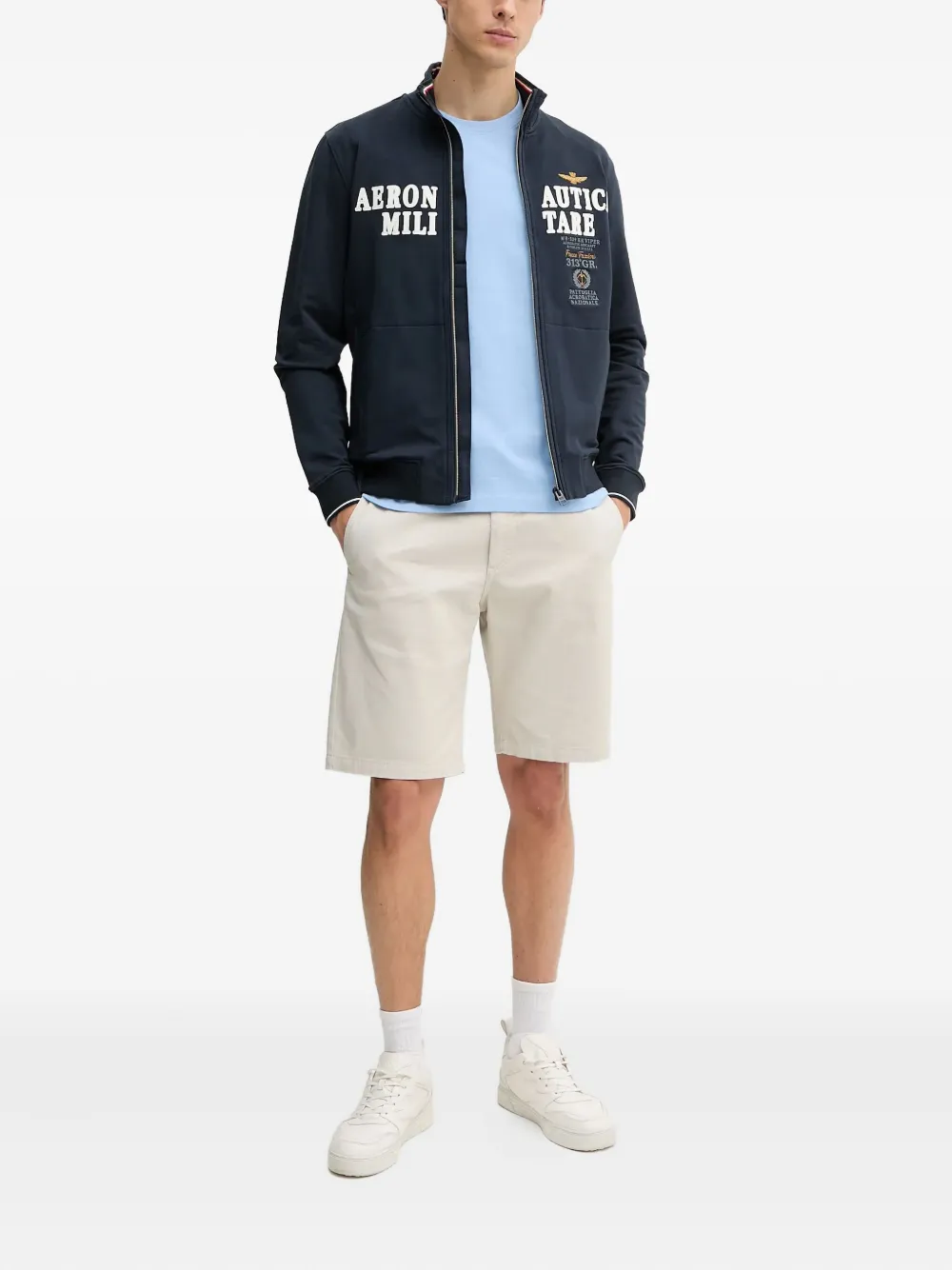 Aeronautica Militare Sweater met borduurwerk en rits Blauw