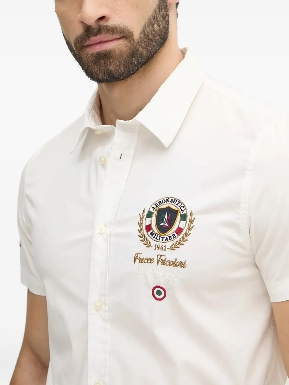 Aeronautica Militare embroidered short-sleeve shirt Wit