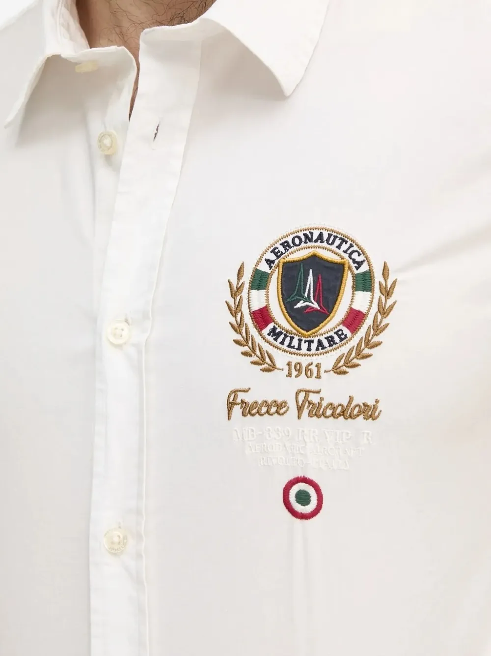 Aeronautica Militare embroidered short-sleeve shirt Wit