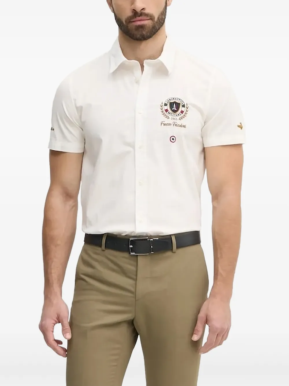 Aeronautica Militare embroidered short-sleeve shirt Wit