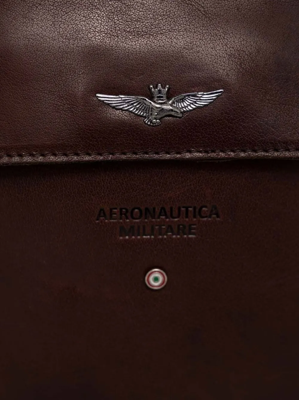Aeronautica Militare Leren messengertas met klepzak Bruin