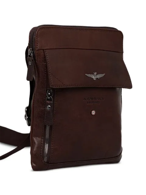 Aeronautica Militare sacoche en cuir à poche à rabat