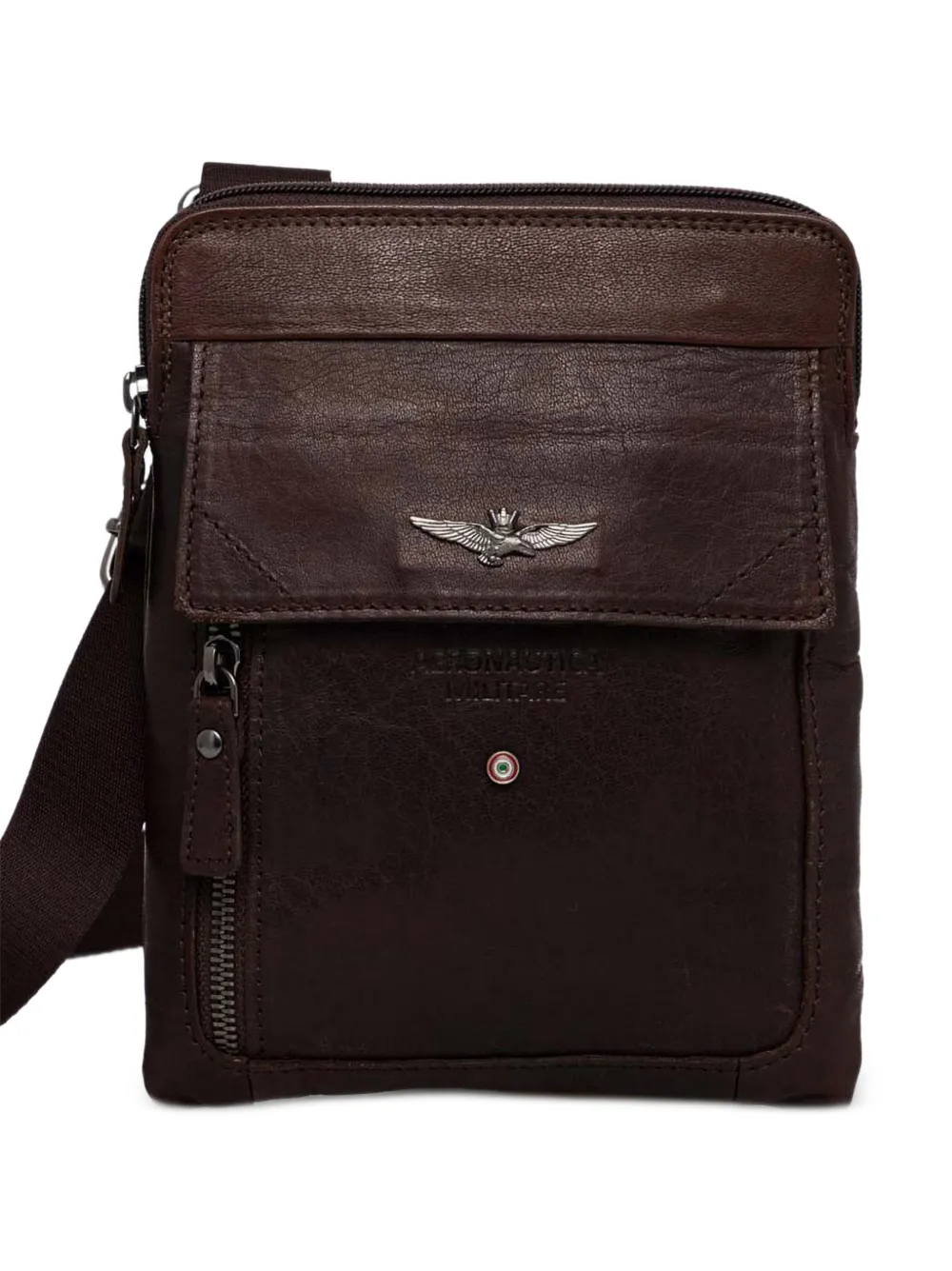 Aeronautica Militare logo-plaque leather belt bag - Braun