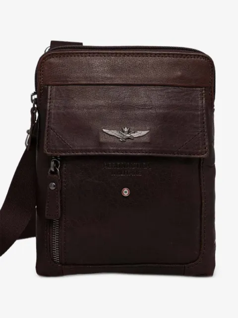 Aeronautica Militare logo-plaque leather belt bag