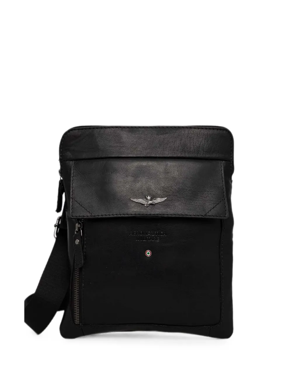 Aeronautica Militare logo-plaque leather belt bag - Nero