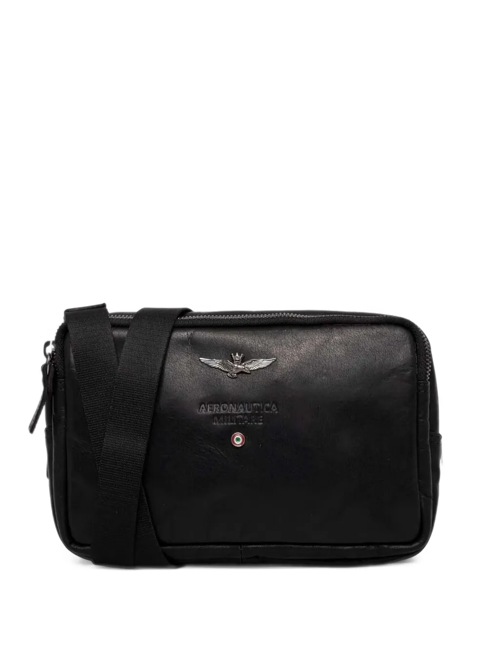 Aeronautica Militare logo-plaque leather belt bag - Schwarz