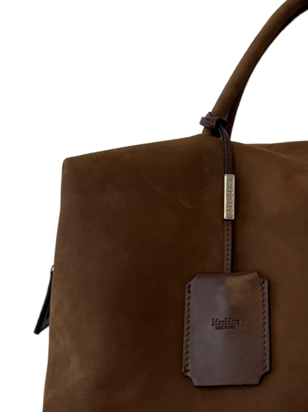 Max Mara Small Suede Top-handle Tote Bag In Brown