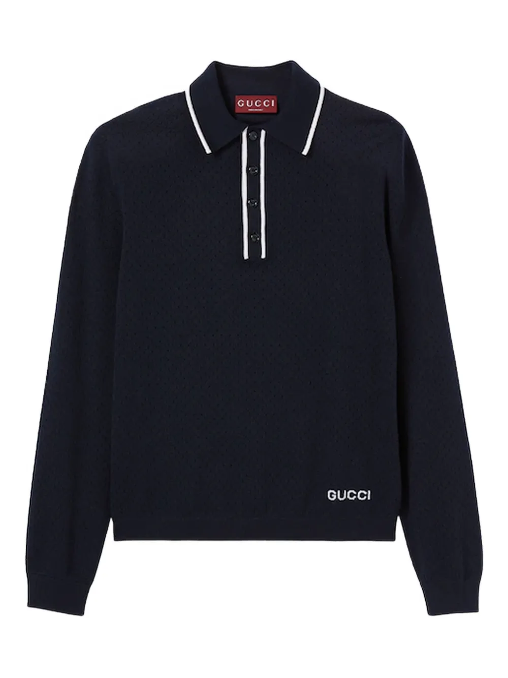 long-sleeve knitted polo shirt
