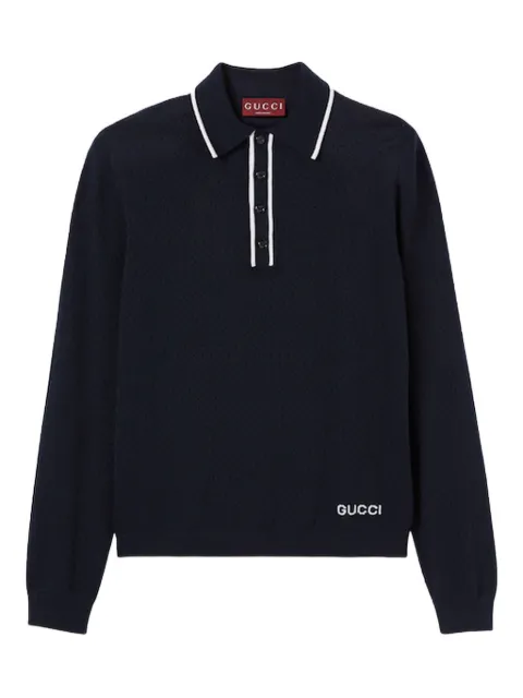 Gucci playera tipo polo tejida manga larga