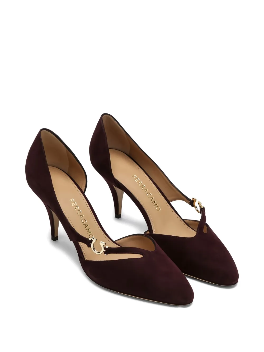 Ferragamo 70mm gancini-detail pumps Red