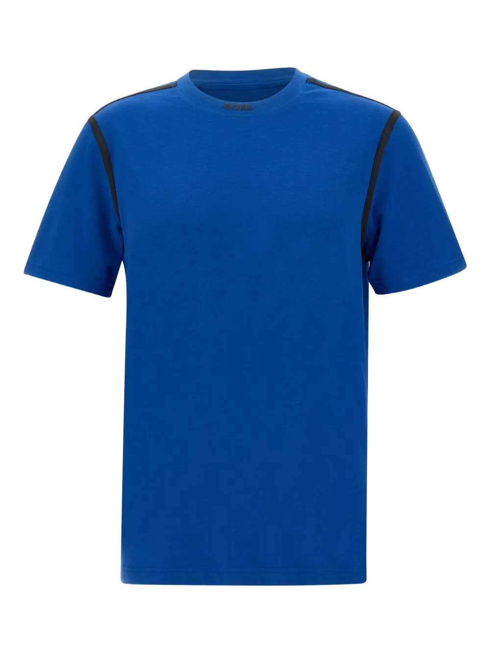 BOSS T-shirt met contrasterende afwerking en ronde hals Blauw