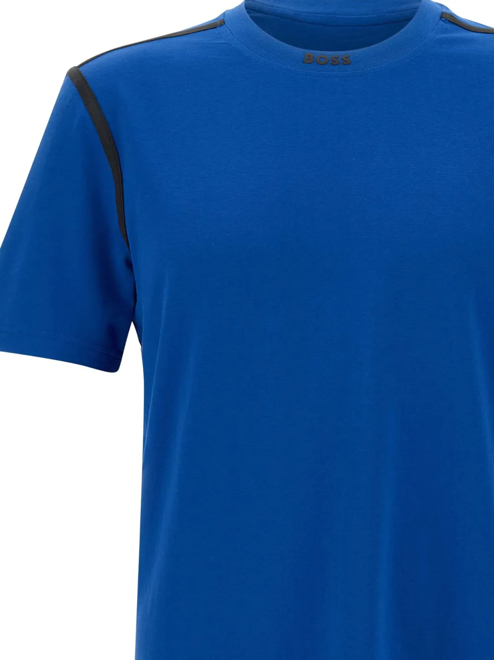 BOSS T-shirt met contrasterende afwerking en ronde hals Blauw