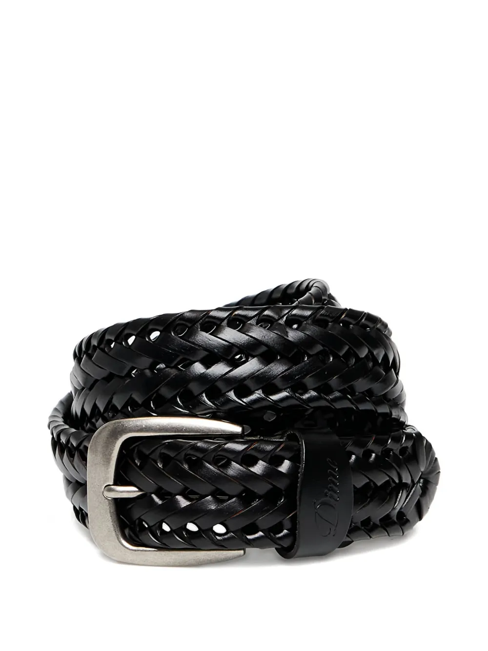 Dime Braided Leather Belt In Black
