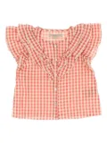 Konges Sløjd gingham-check ruffled blouse - Red