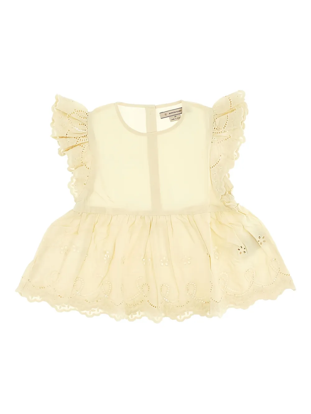 Konges Sløjd Top met ruches en geborduurde ringlets Beige