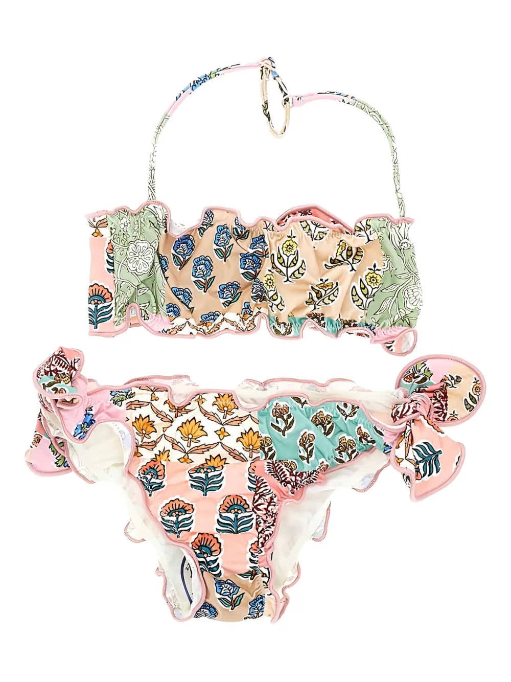 MC2 Saint Barth Emy patchwork ruffled bikini Roze