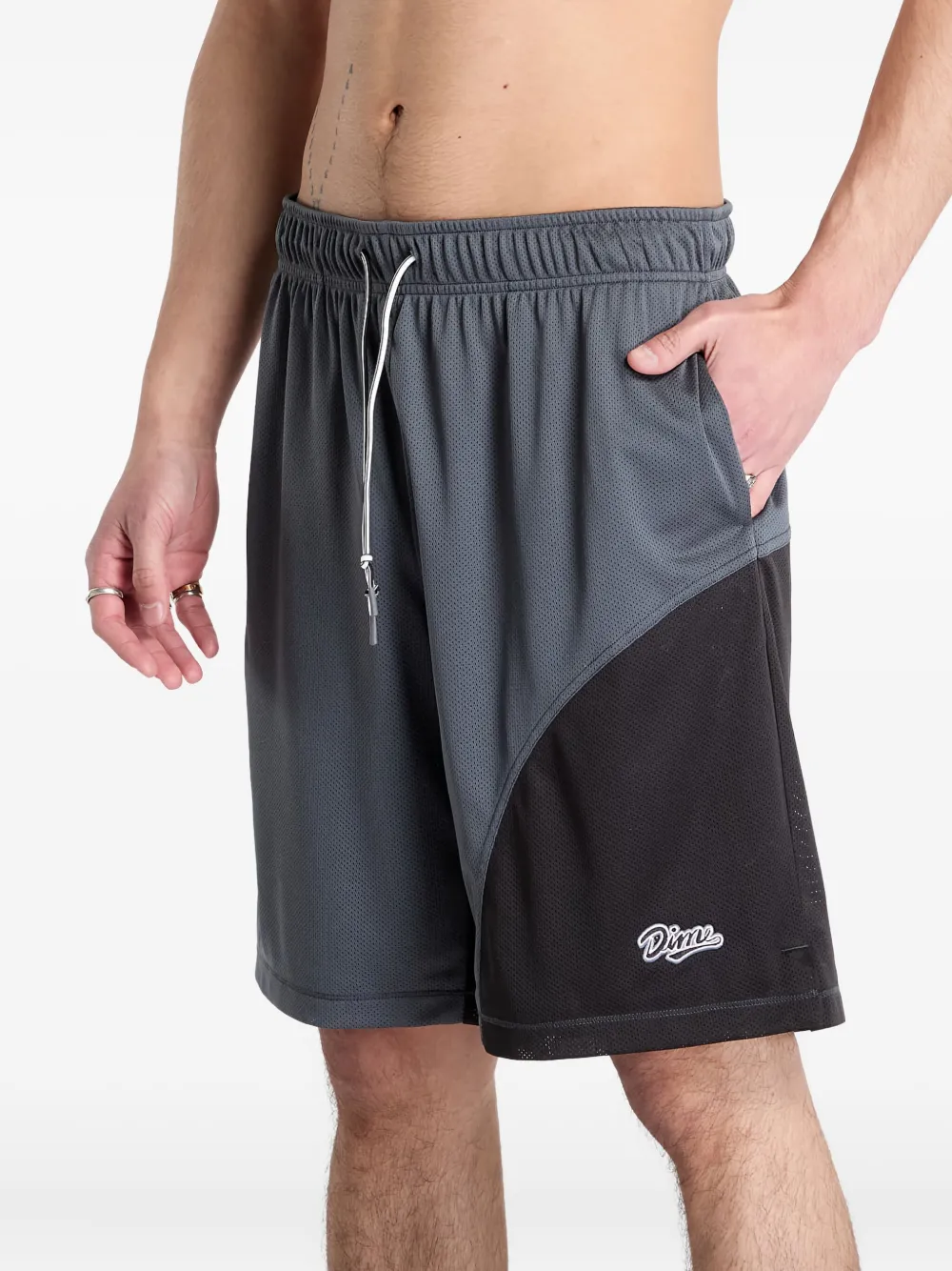 dime Shorts met mesh vlak Grijs