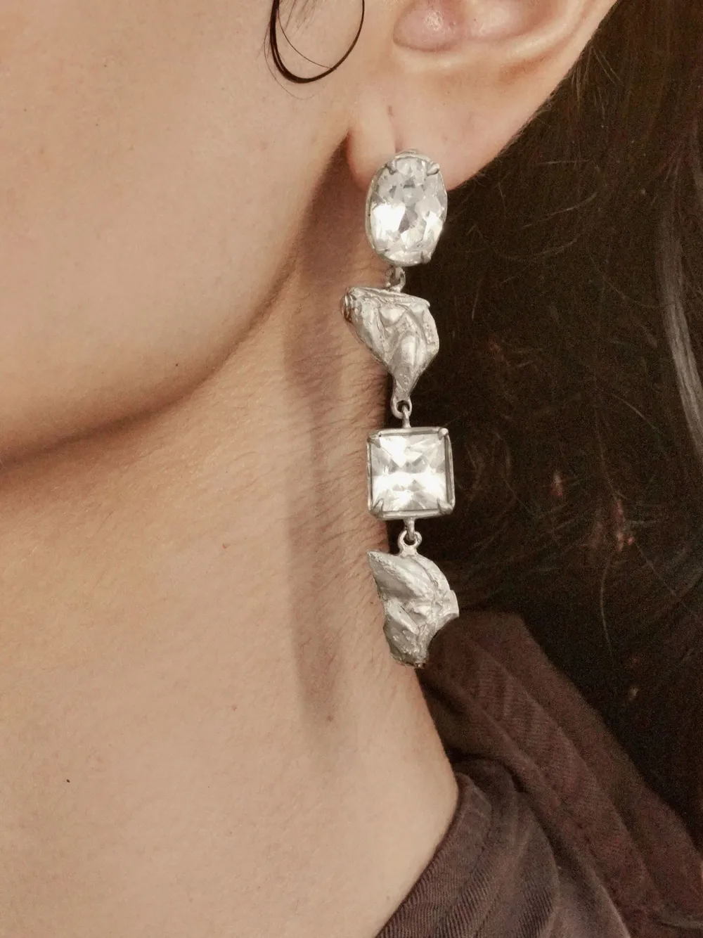 LOVENESS LEE Sami oorbellen met saffier - Zilver