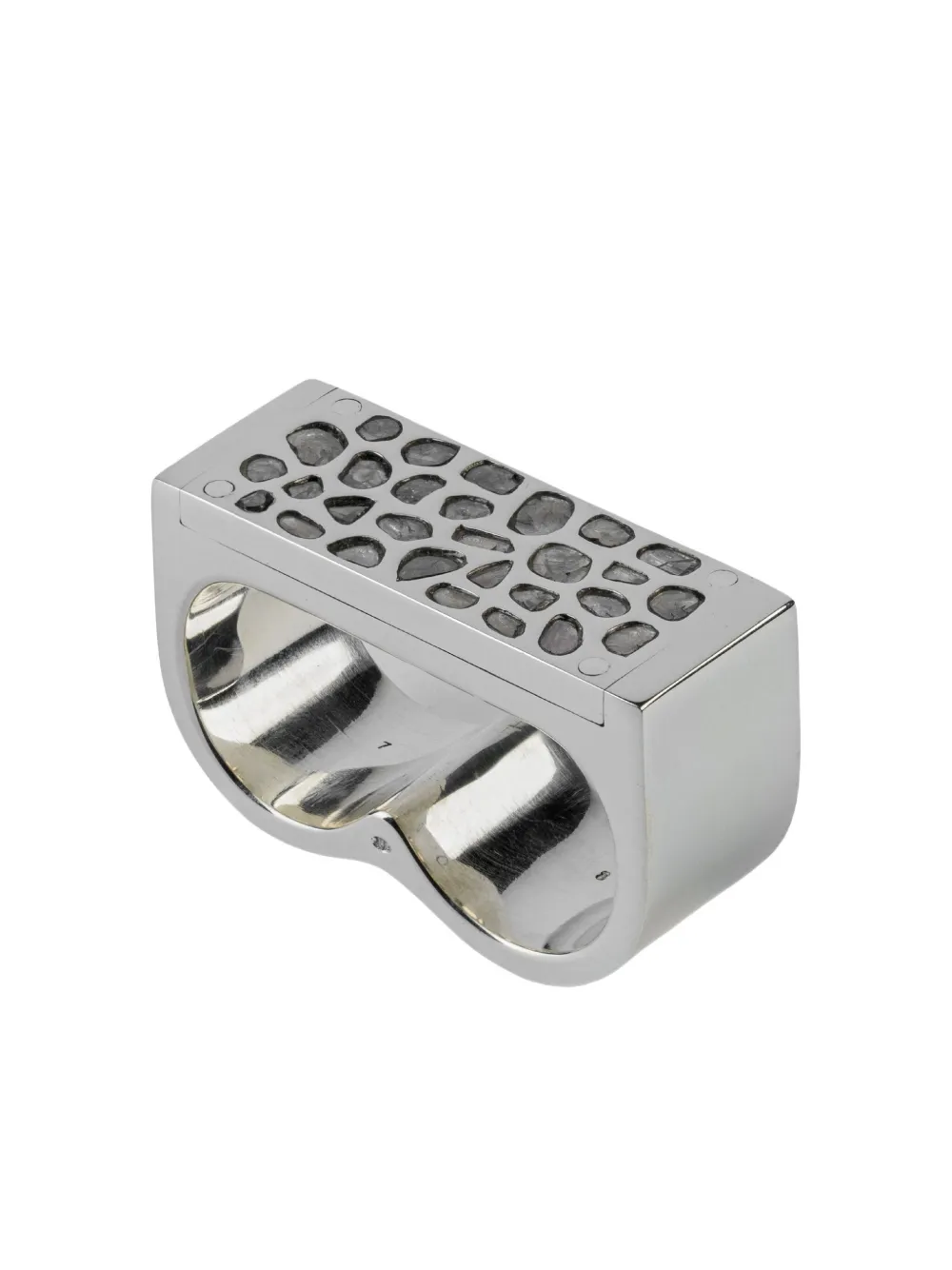 Parts of Four Plate Double diamond ring - Argento