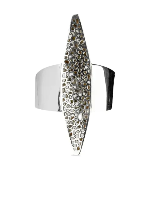 Parts of Four sterling-silver Crescent diamond-pavé bracelet