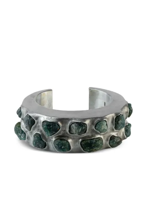 Parts of Four sterling silver Crescent crystal-set bracelet