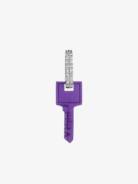 EÉRA 18K white gold small Key diamond earring