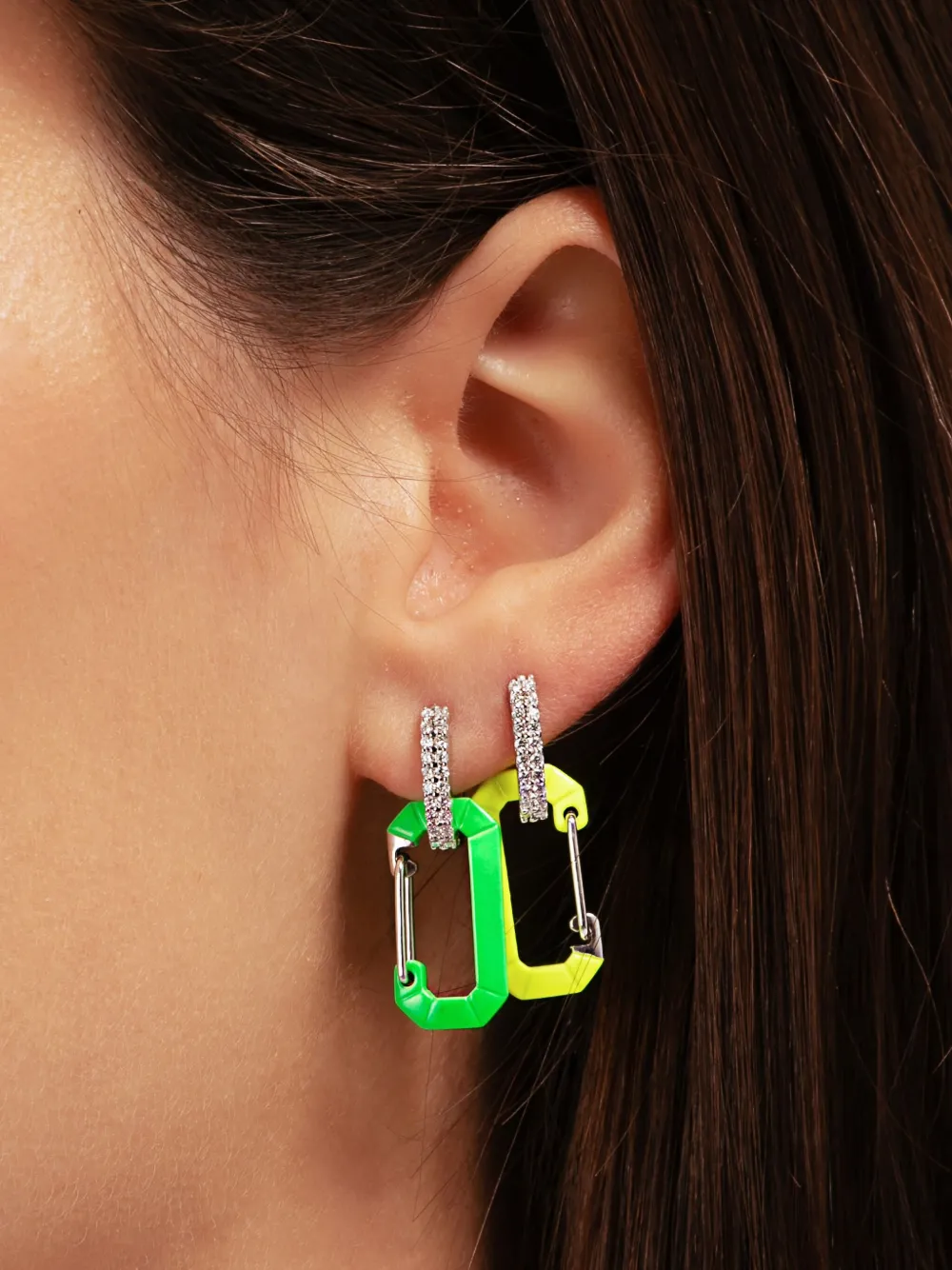  Eéra 18k White Gold Small Chiara Diamond Earring - Green 