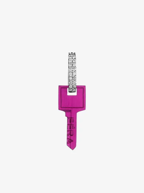 EÉRA 18K white gold small Key diamond earring