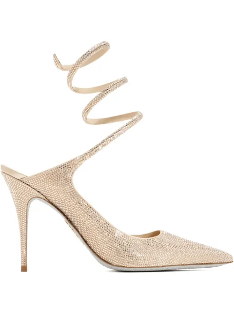 René Caovilla 80mm crystal-embellished spiral-strap pumps