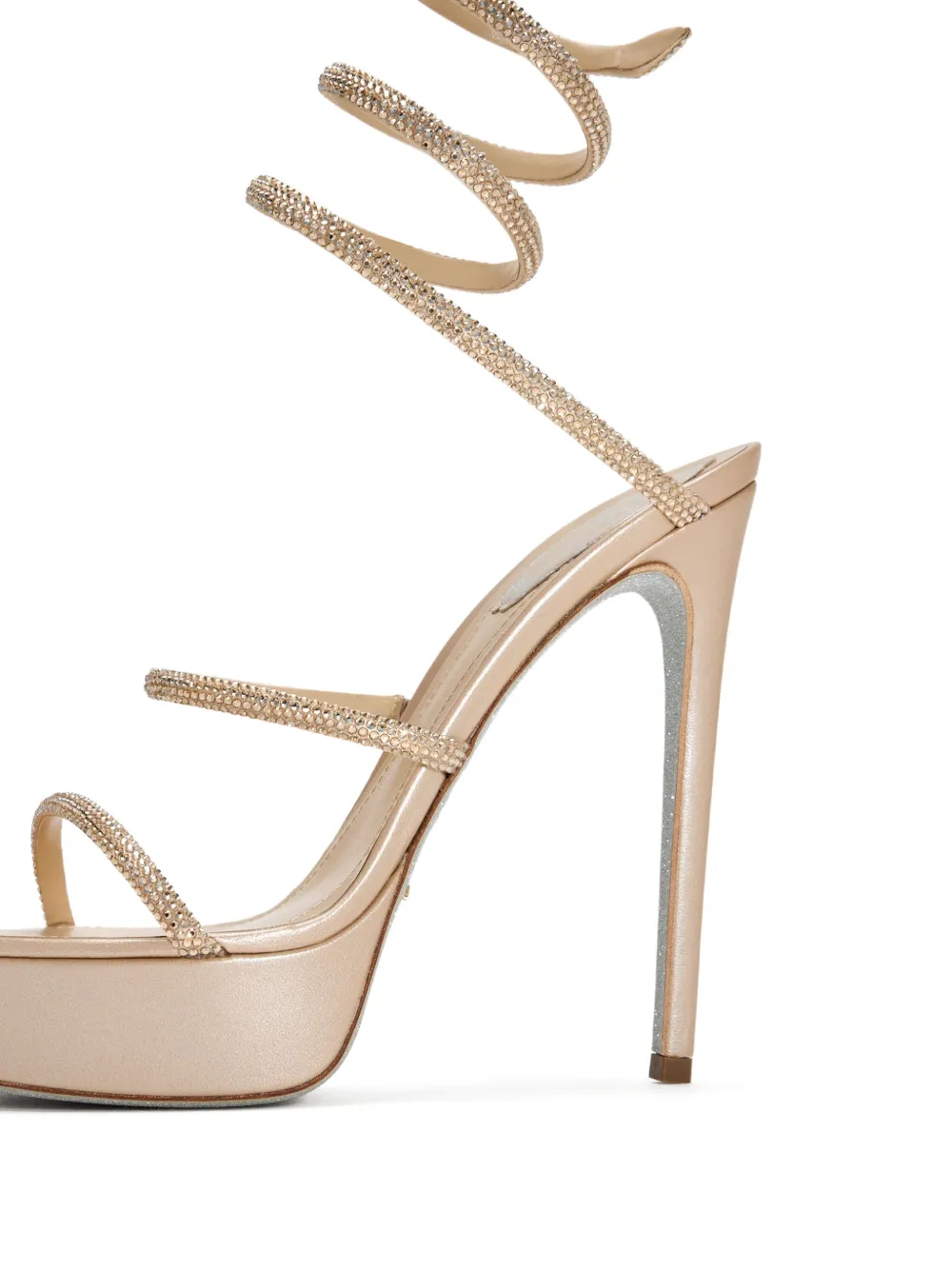 René Caovilla 130 mm Cleo sandalen verfraaid met kristallen en plateauzool Beige