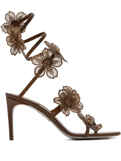 René Caovilla 80mm Floriane crystal-flower sandals