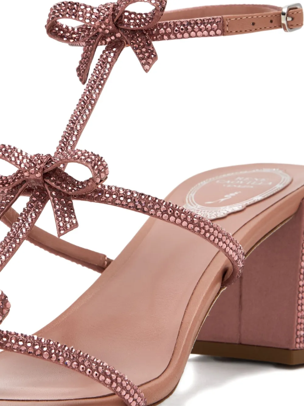 René Caovilla 60mm Caterina crystal-embellished bow sandals Pink