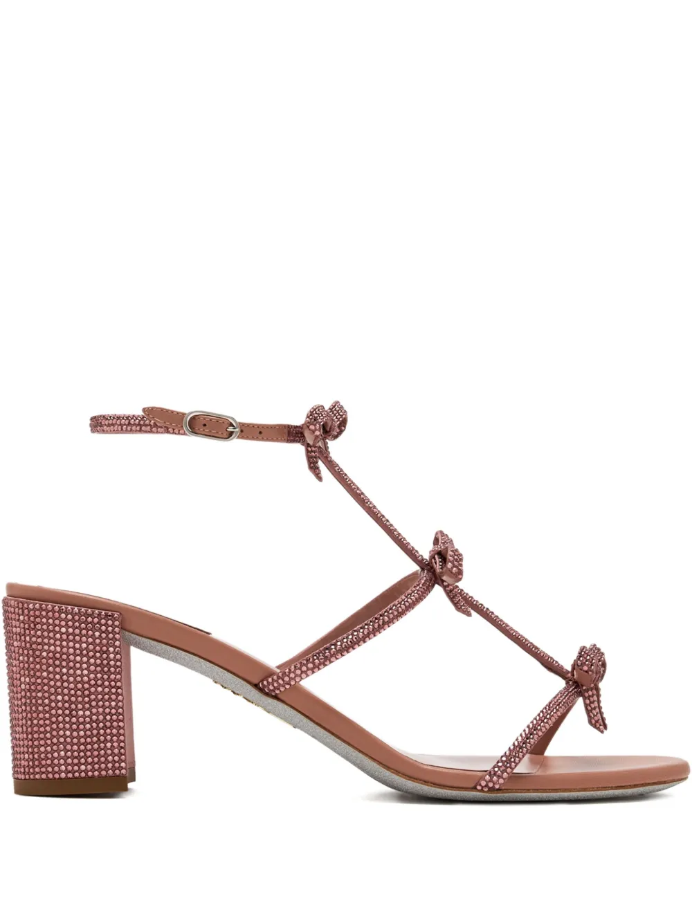 René Caovilla 60mm Caterina crystal-embellished bow sandals Pink