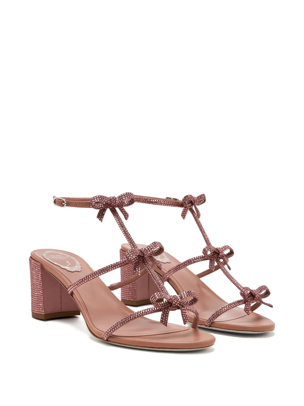 René Caovilla 60mm Caterina crystal-embellished bow sandals Pink