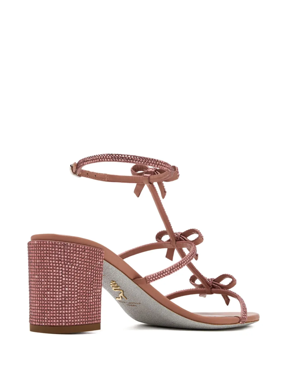 René Caovilla 60mm Caterina crystal-embellished bow sandals Pink