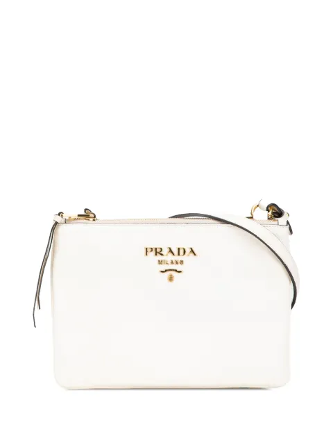Prada Pre-Owned 2000-2025 Vitello Phenix Umhängetasche mit doppeltem Reißverschluss