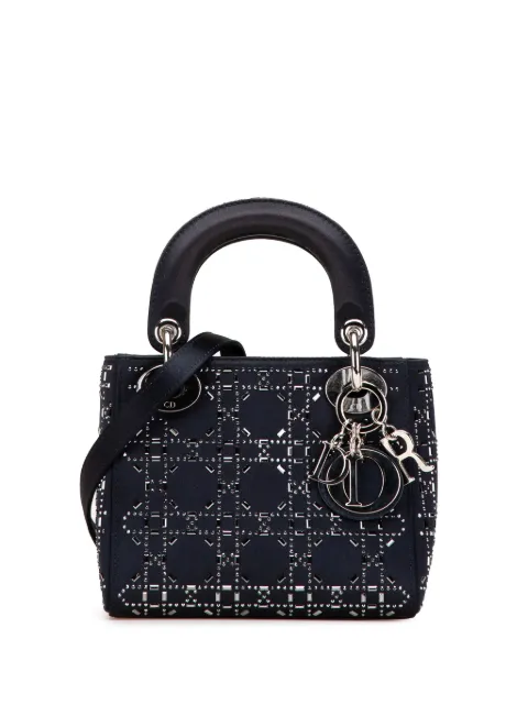 Christian Dior Pre-Owned bolsa satchel Mini Satin Cannage Strass Crystal Embellished Lady Dior 2017