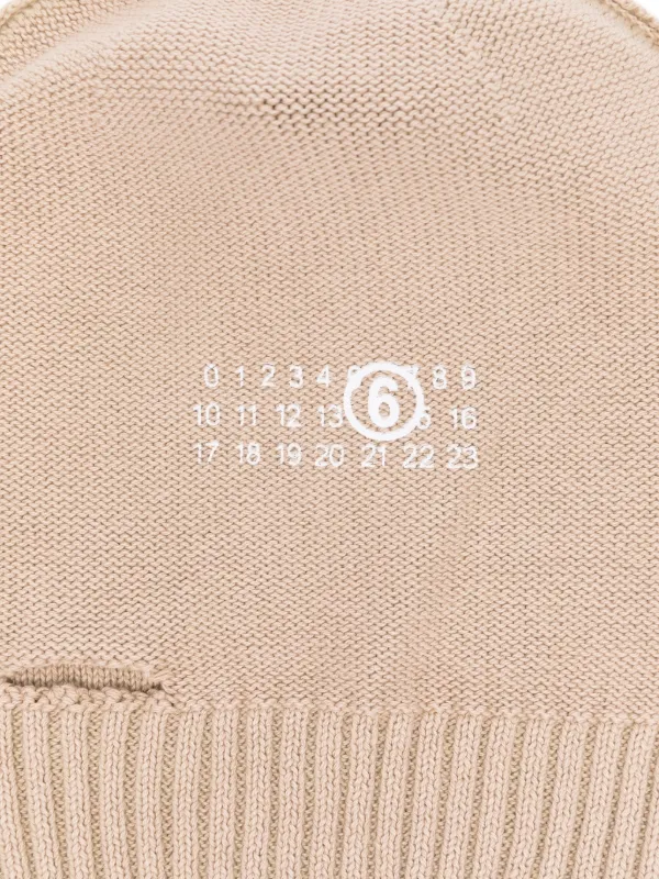 MM6 Maison Margiela Kids number-logo Beanie Hat | Neutrals
