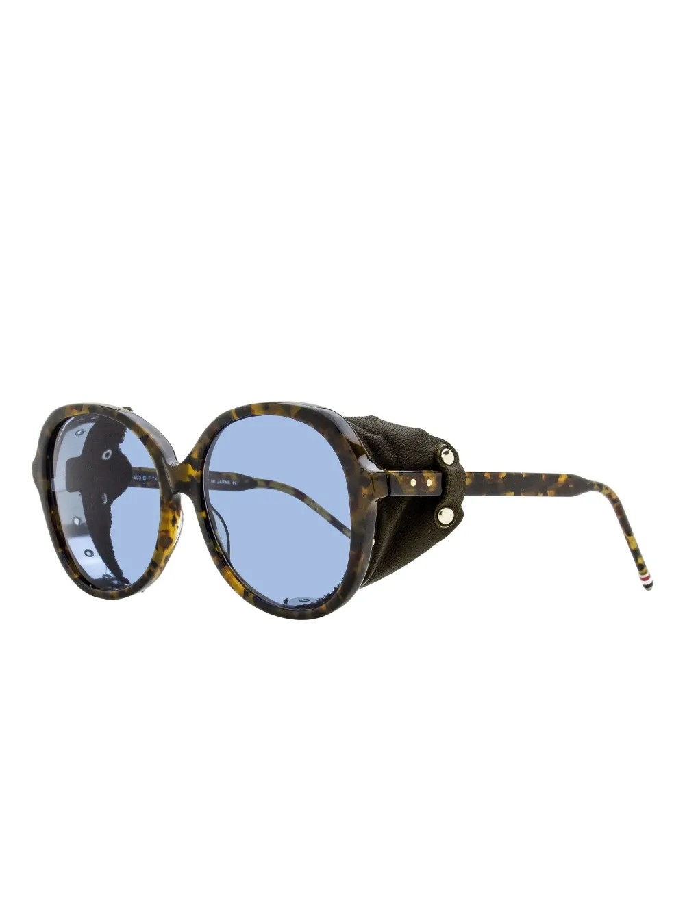 Thom Browne rounded-square leatherette-accented sunglasses | Men | Image 2