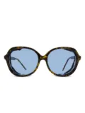 Thom Browne rounded-square leatherette-accented sunglasses