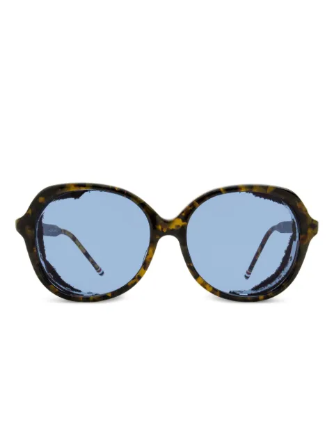 Thom Browne rounded-square leatherette-accented sunglasses