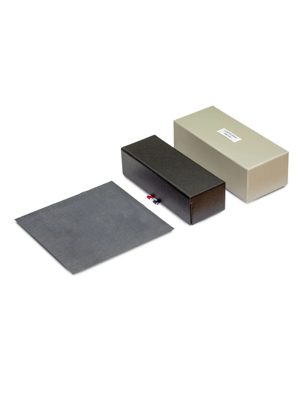 Thom Browne Zonnebril met rond vierkant montuur en leren detail Bruin