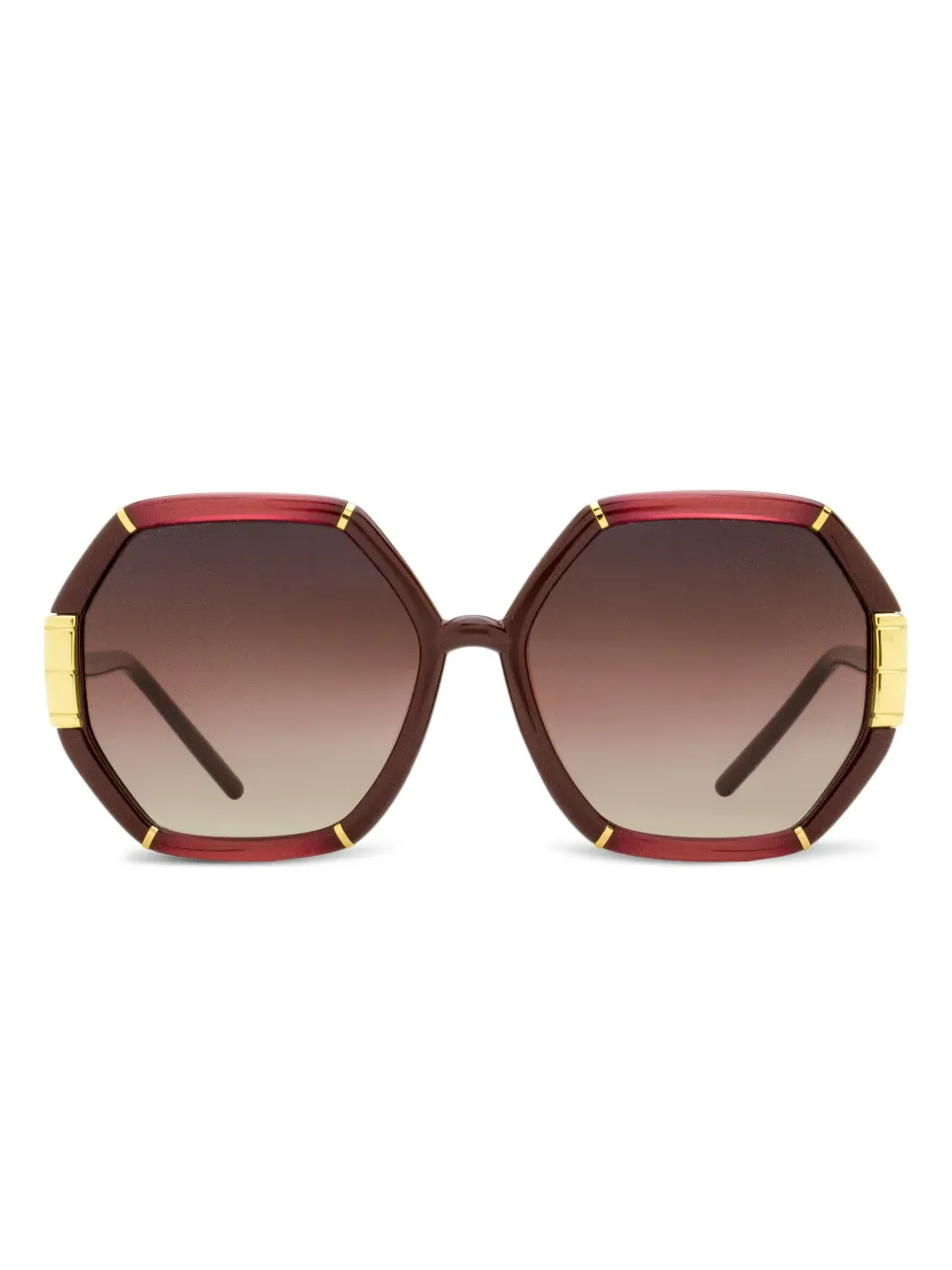 Tory Burch Eleanor hexagonal metal-rim sunglasses | Red | Image 1