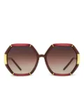 Tory Burch Eleanor hexagonal metal-rim sunglasses - Red